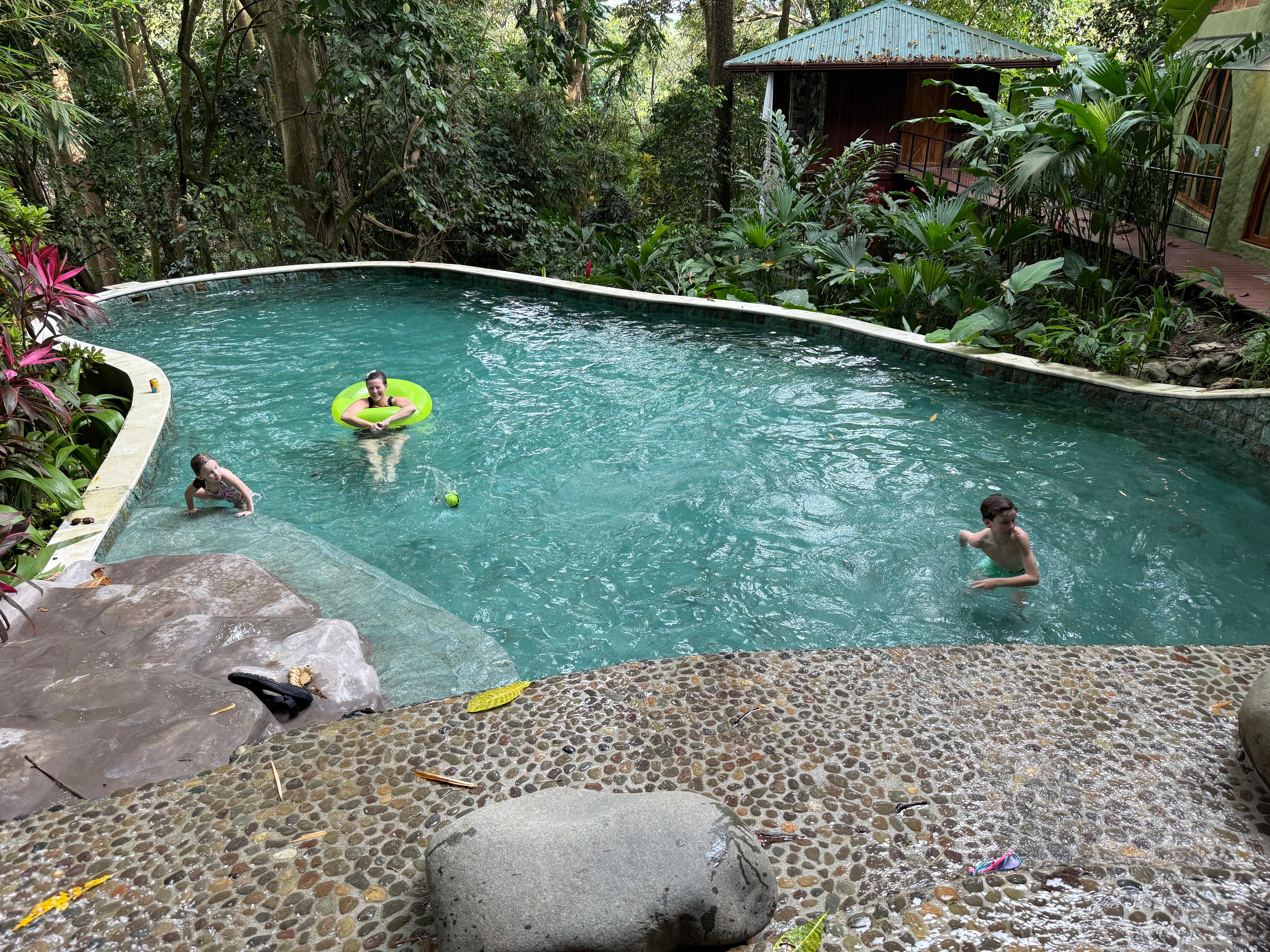 Enjoying large lower level pool!