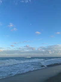 Beach a few blocks walk away.