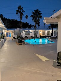 The pool was heated during they day. We were there during 50s temp so it was nice