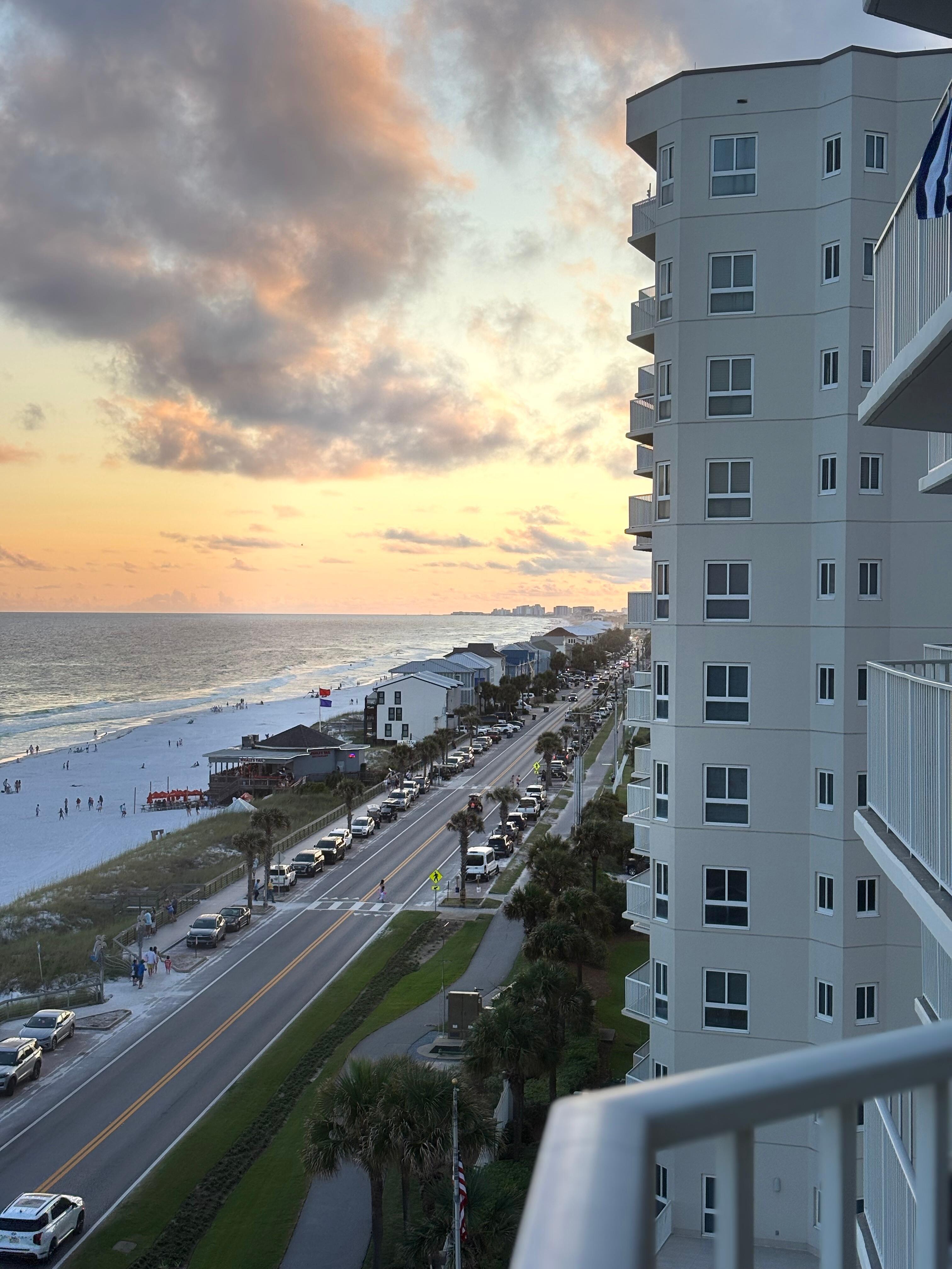 Our View in the evening from a Long spacious balcony, where We ate our Breakfast!
