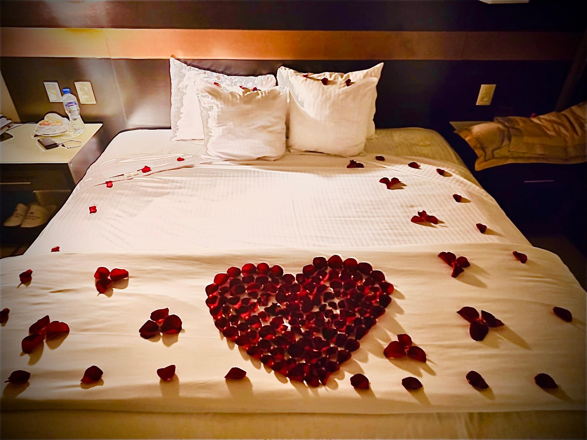 Decorated room after evening turn down service