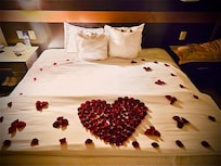 Decorated room after evening turn down service