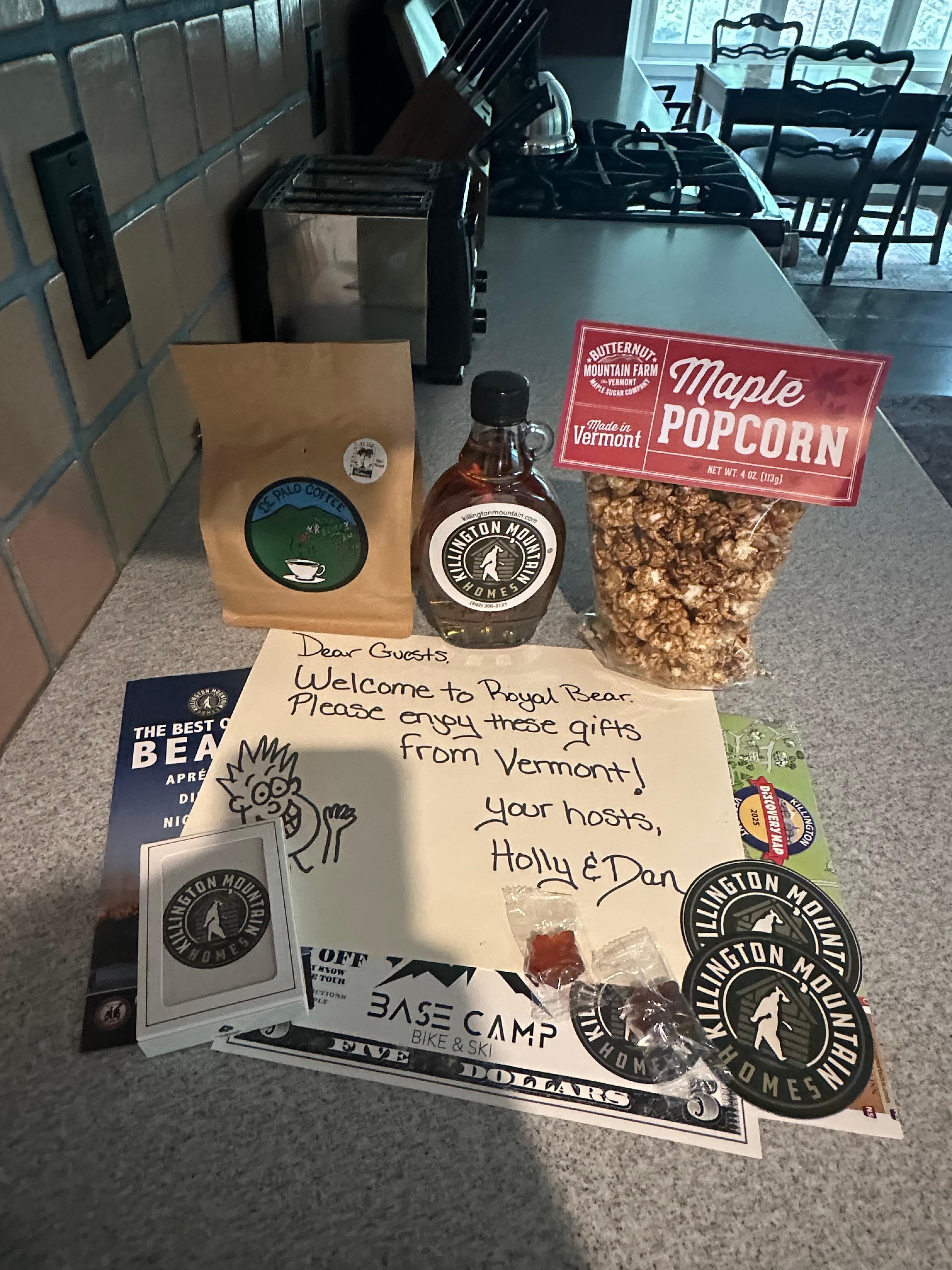 We loved this. Very thoughtful, and the maple syrup and popcorn were a big hit!