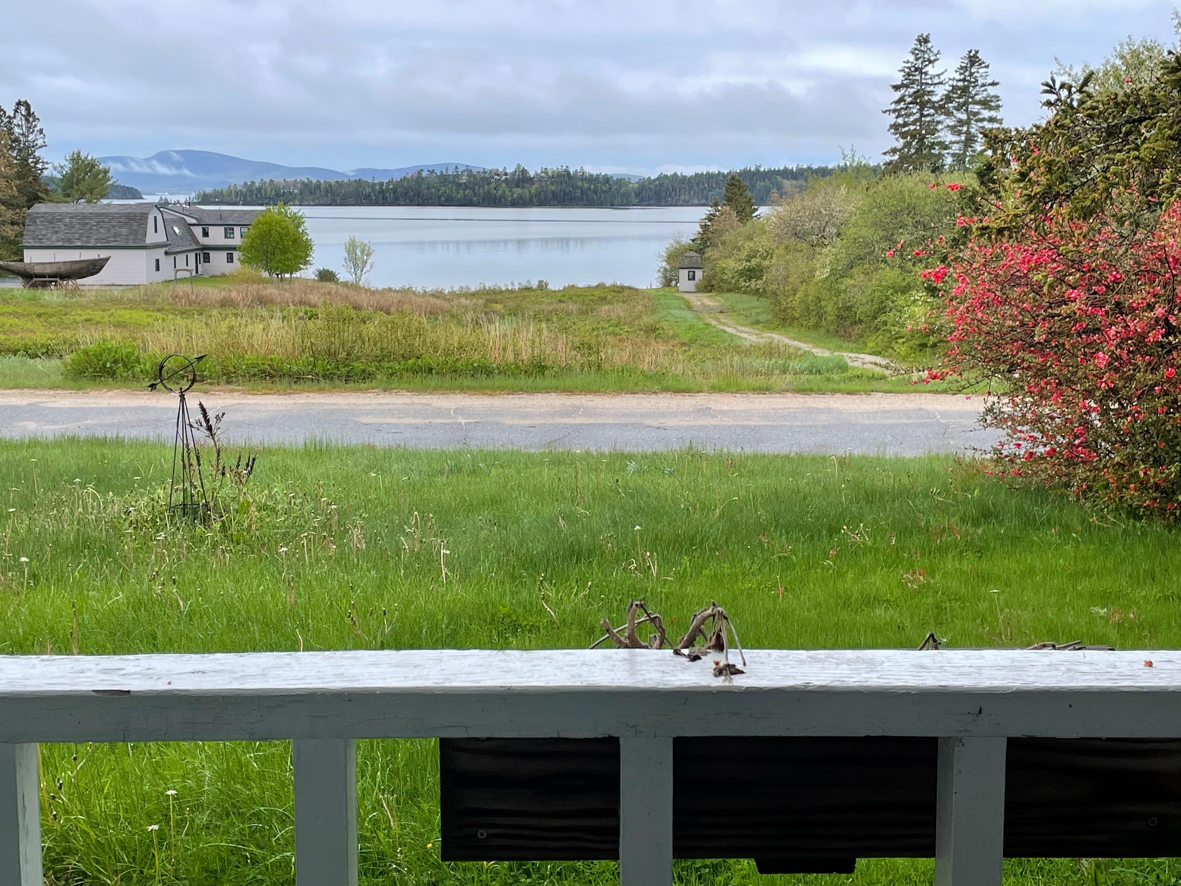 View of Flanders 
Bay and Cadillac Mountain from the front porch.