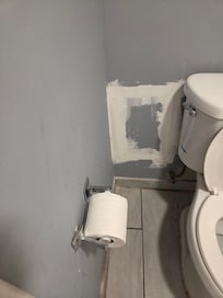 Dirty and damaged walls, TP barely hanging