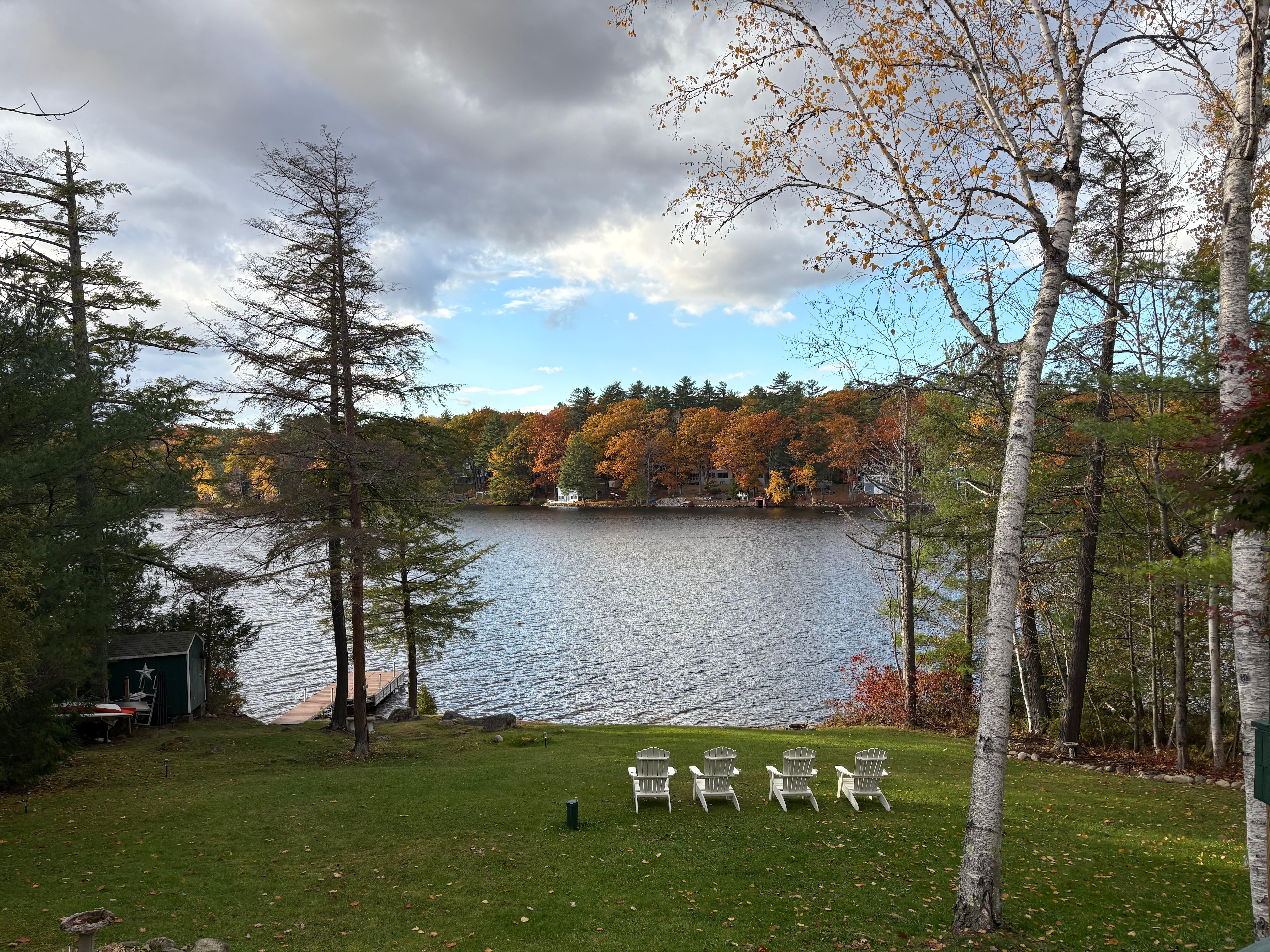 View of the lake and backyard