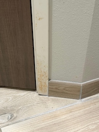 All the door frames like this, rust or whatever this is