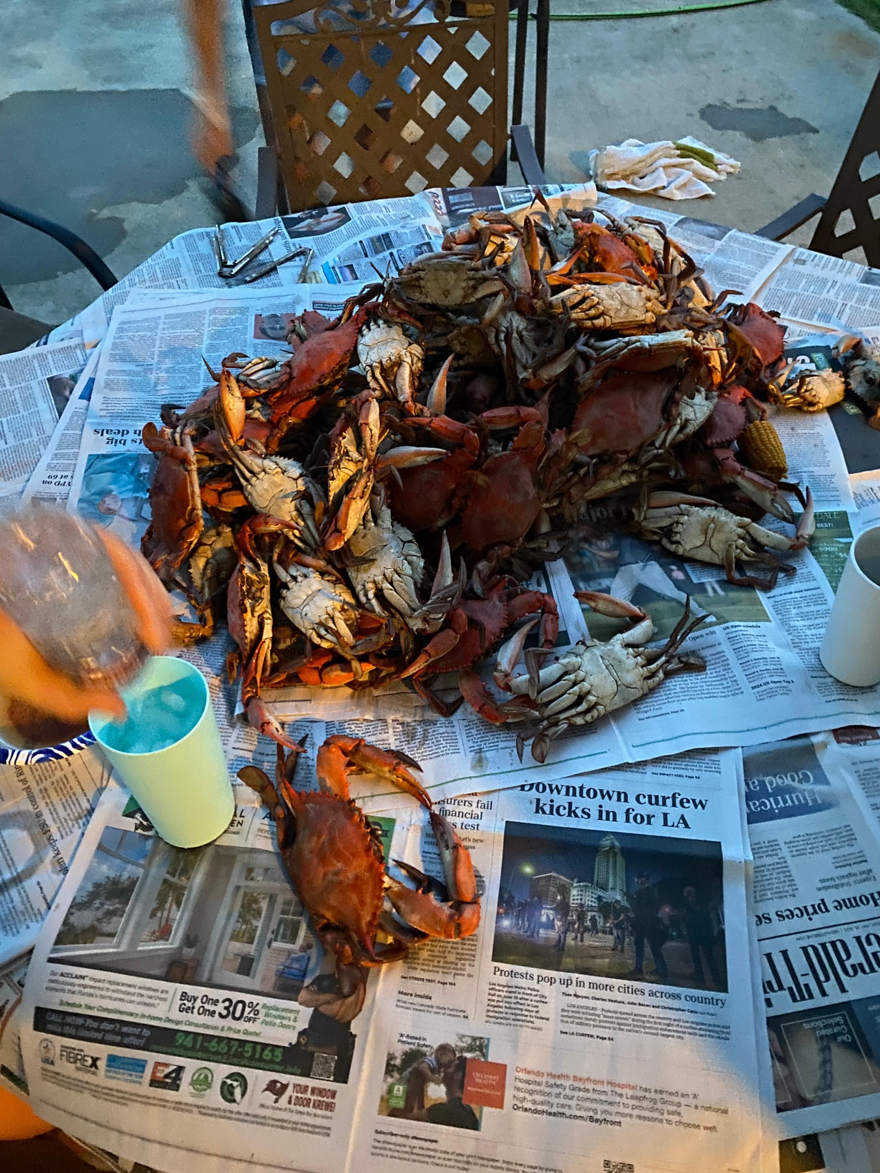 Seafood boil under the porch! 