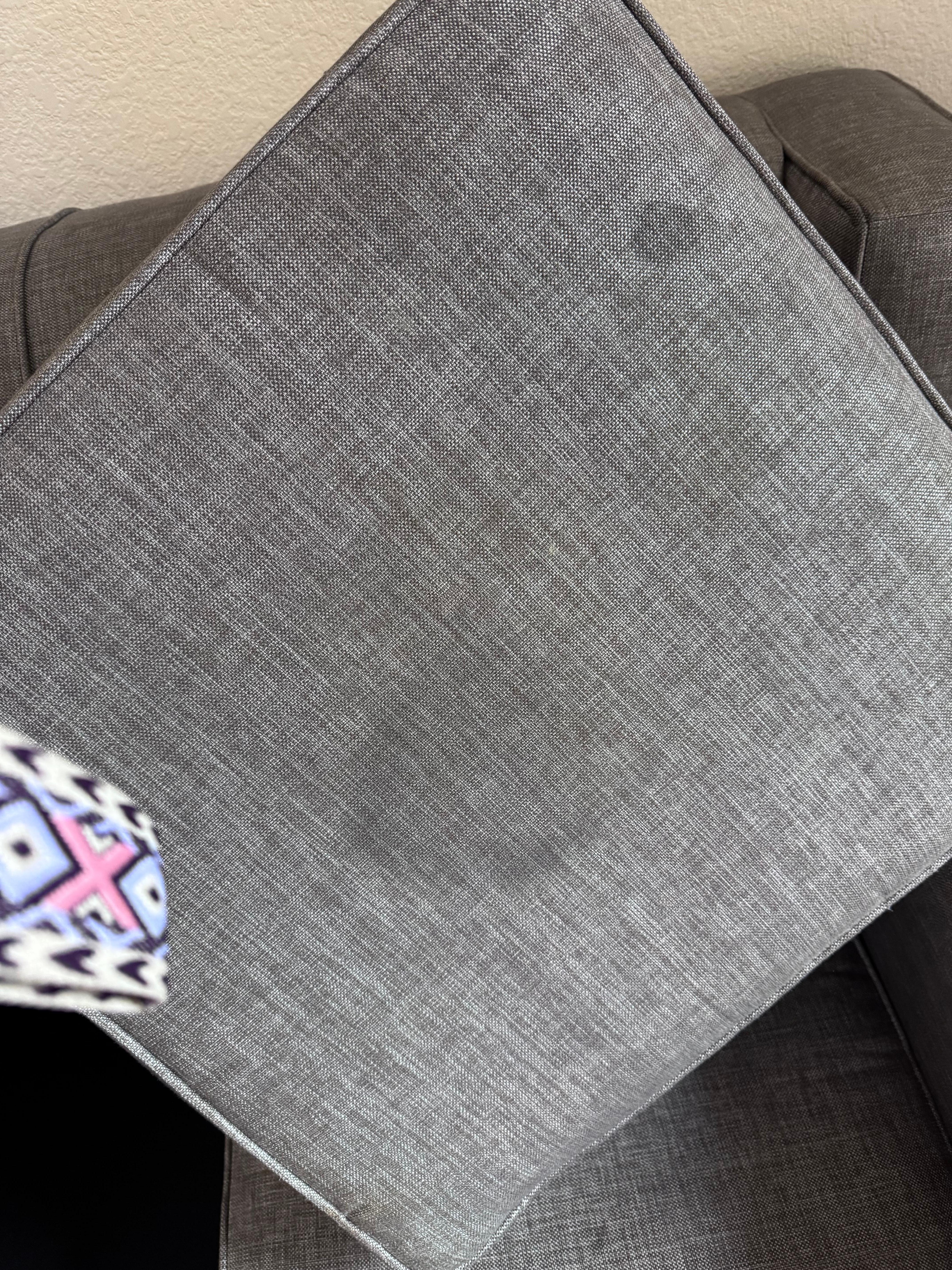 All three sofa cushions were stained.,