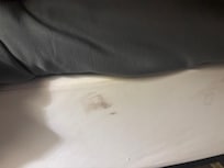 “Clean” bedsheet after I had to term the manager to have housekeeping clean my room THOROUGHLY
