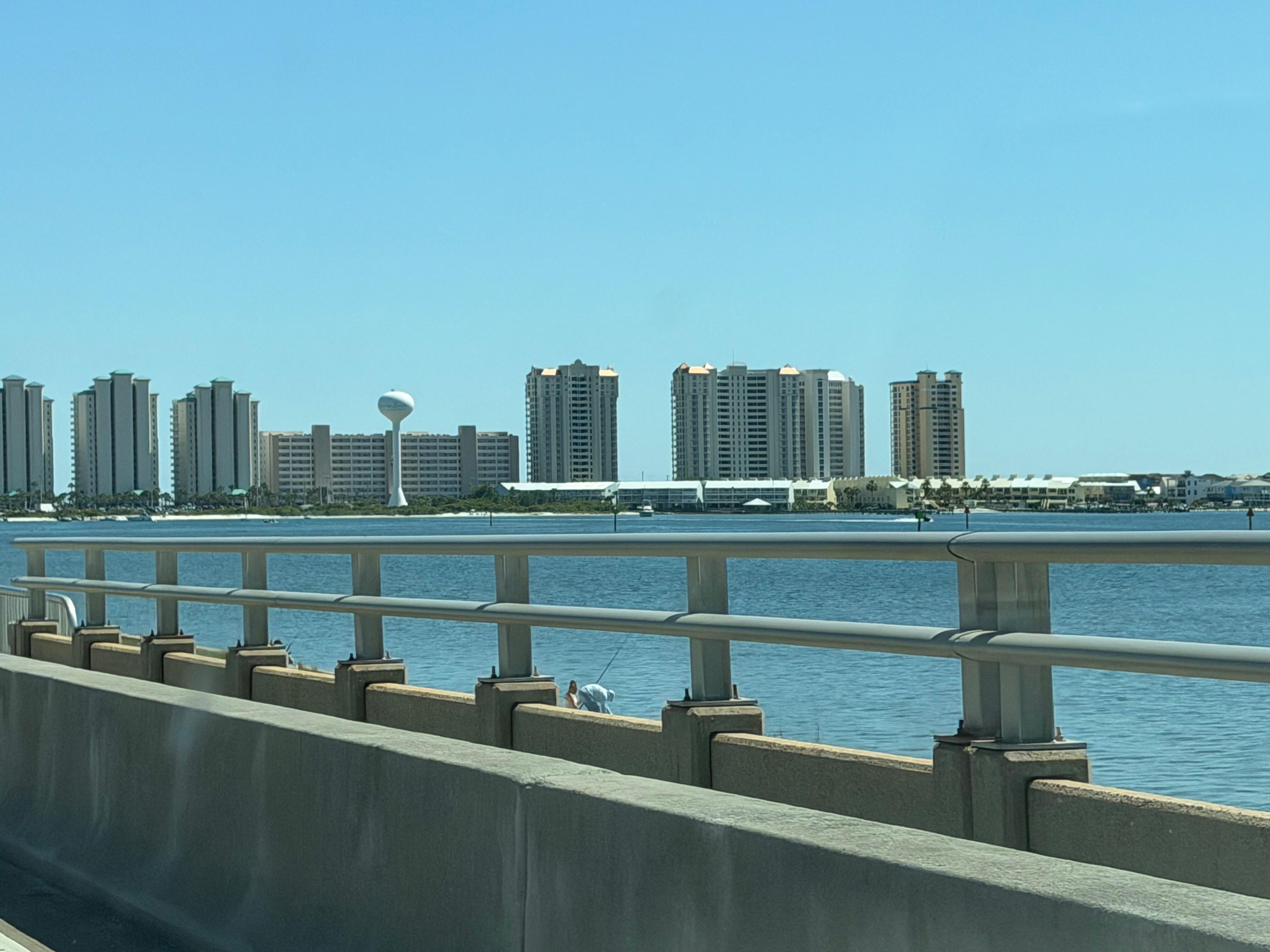 View of building coming across the bridge 