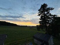 First ever patio sunset perfect after a long travel day (paired nicely with a bev in hand)