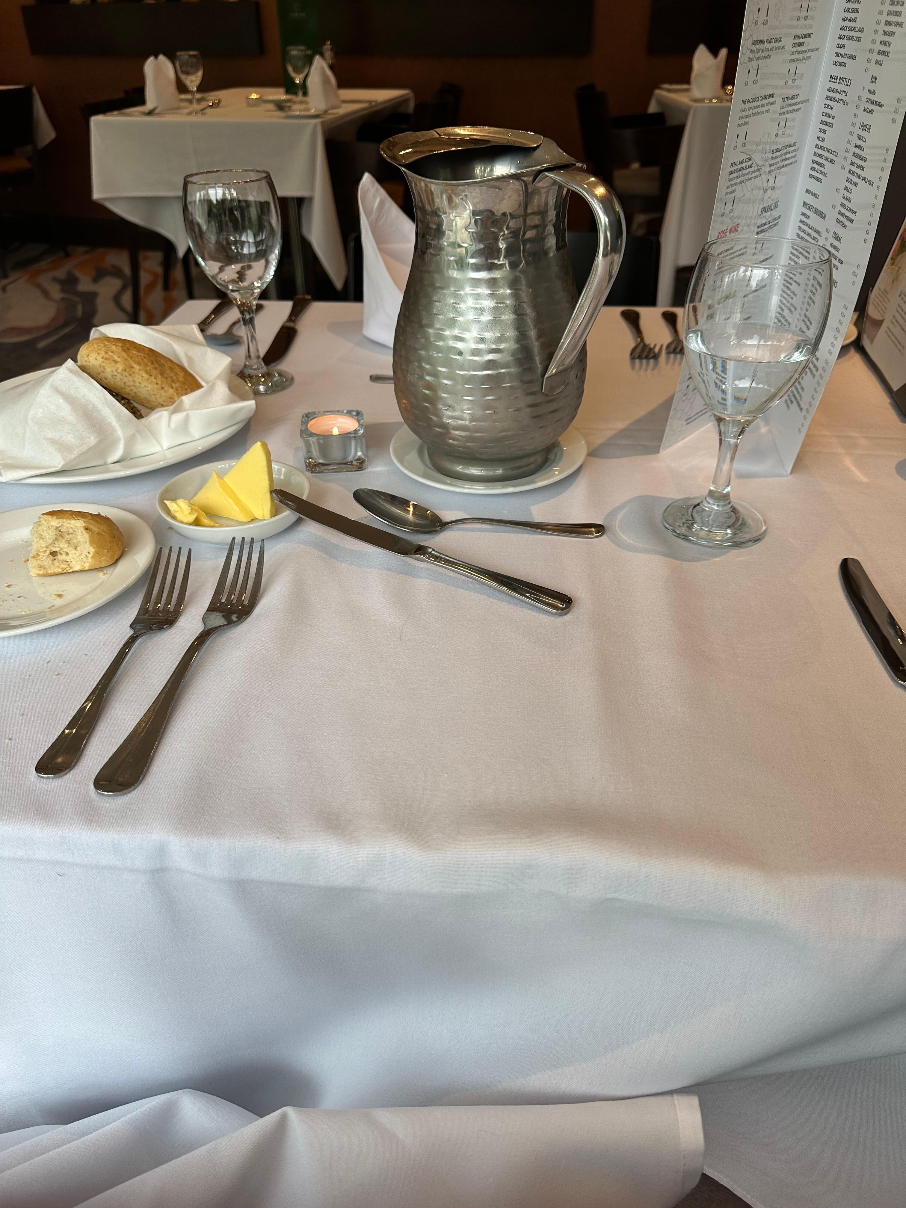 Thick linens and lovely silverware 