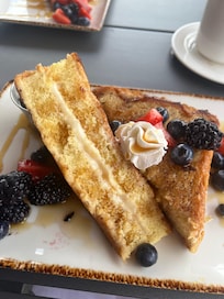 The stuffed french toast! If you’re a sweet tooth, you will love it!