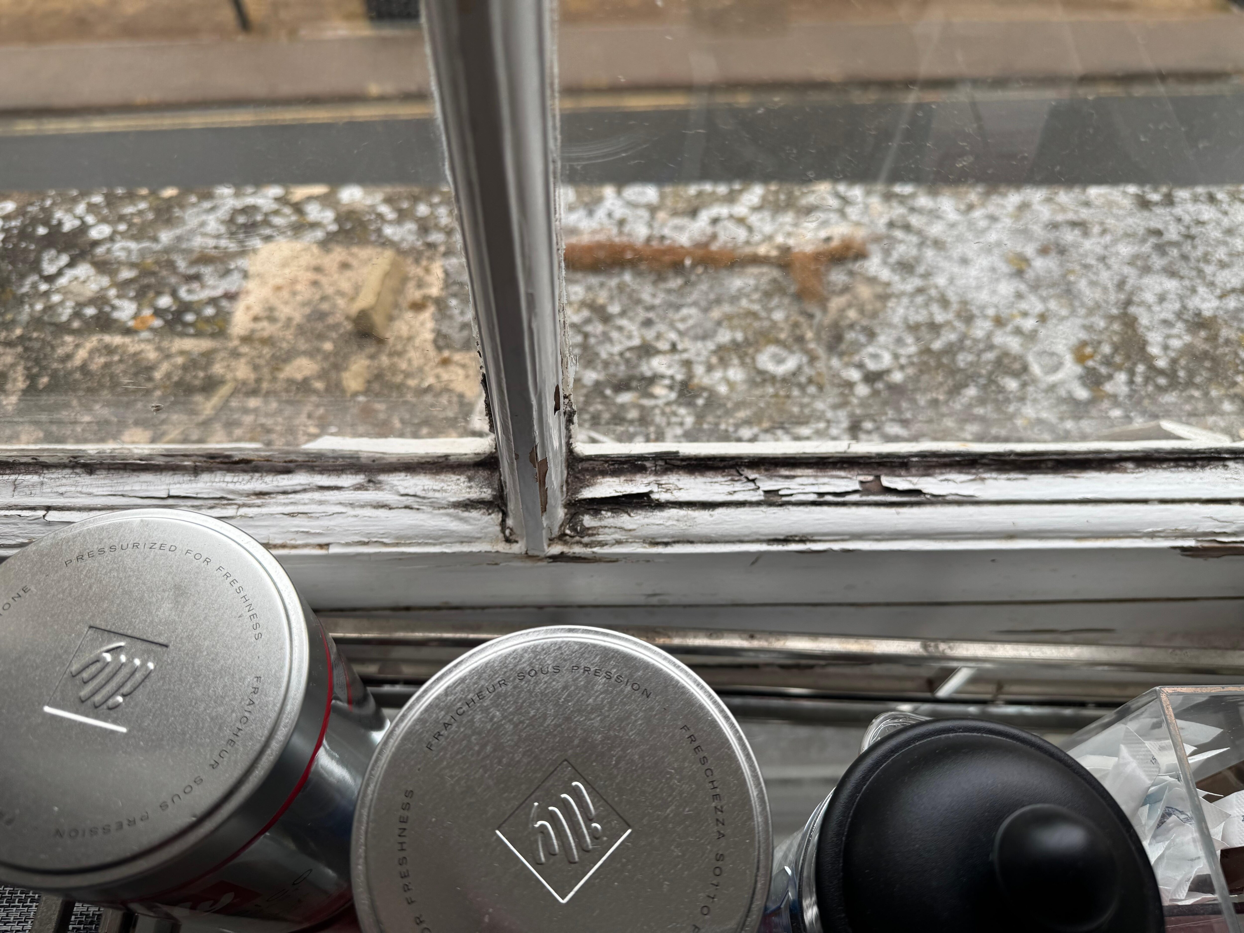 Rotten window probably were stains came from