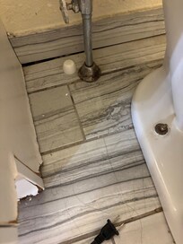 Hair and water damage to floor