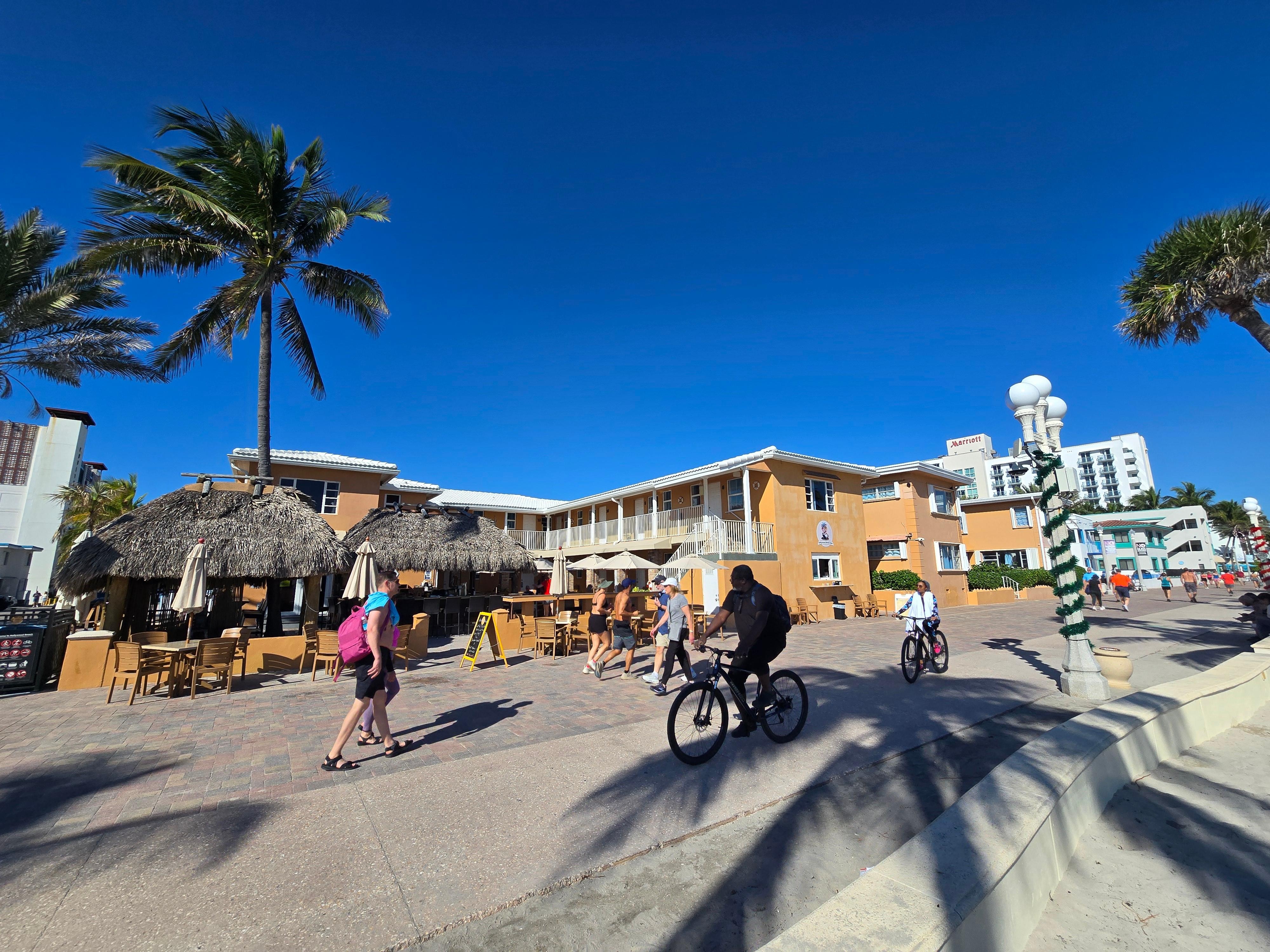 Hotel and Tiki bar along the Boardwalk