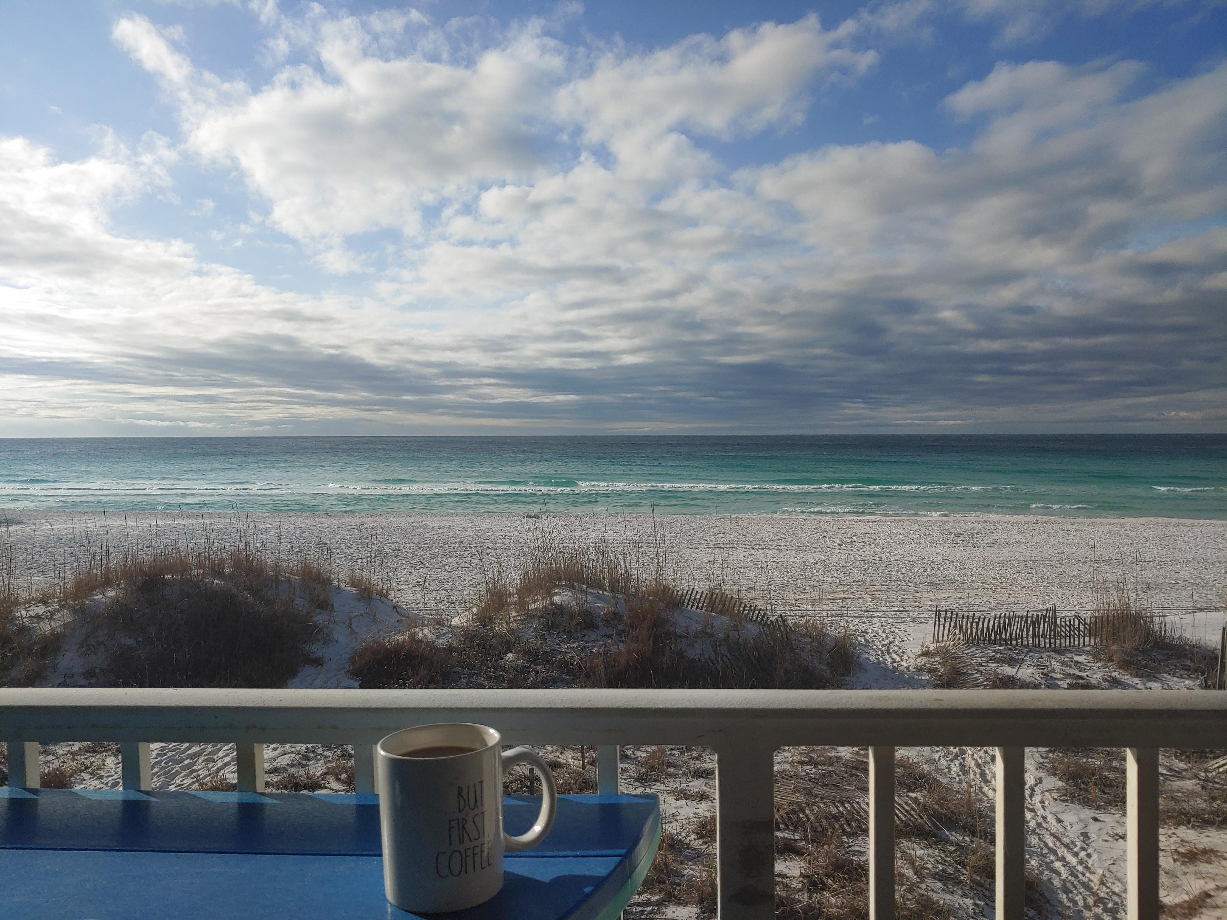 Balcony is perfect for morning coffee