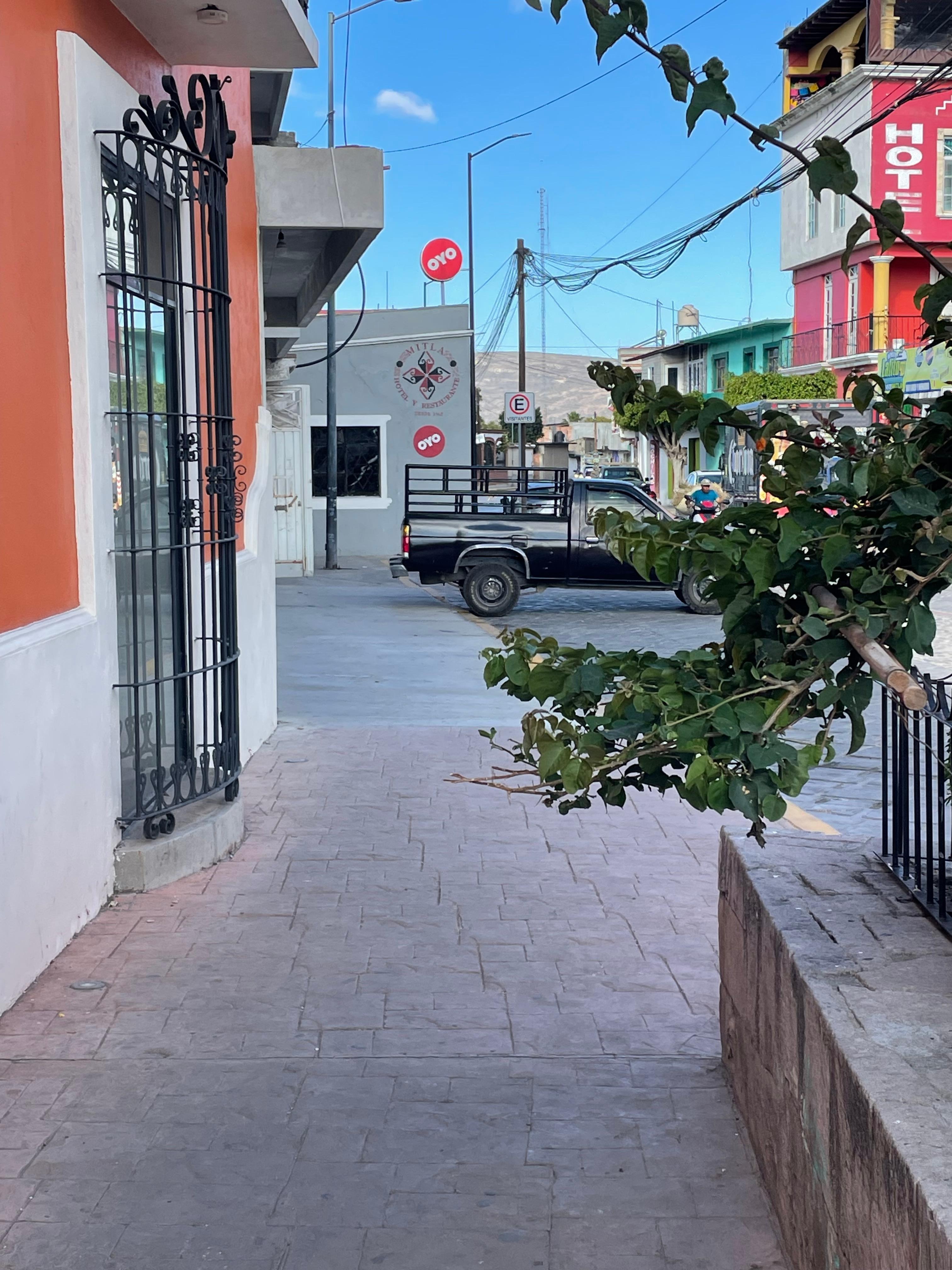 Walking from the center of town. Takes 1 minute to get there. 