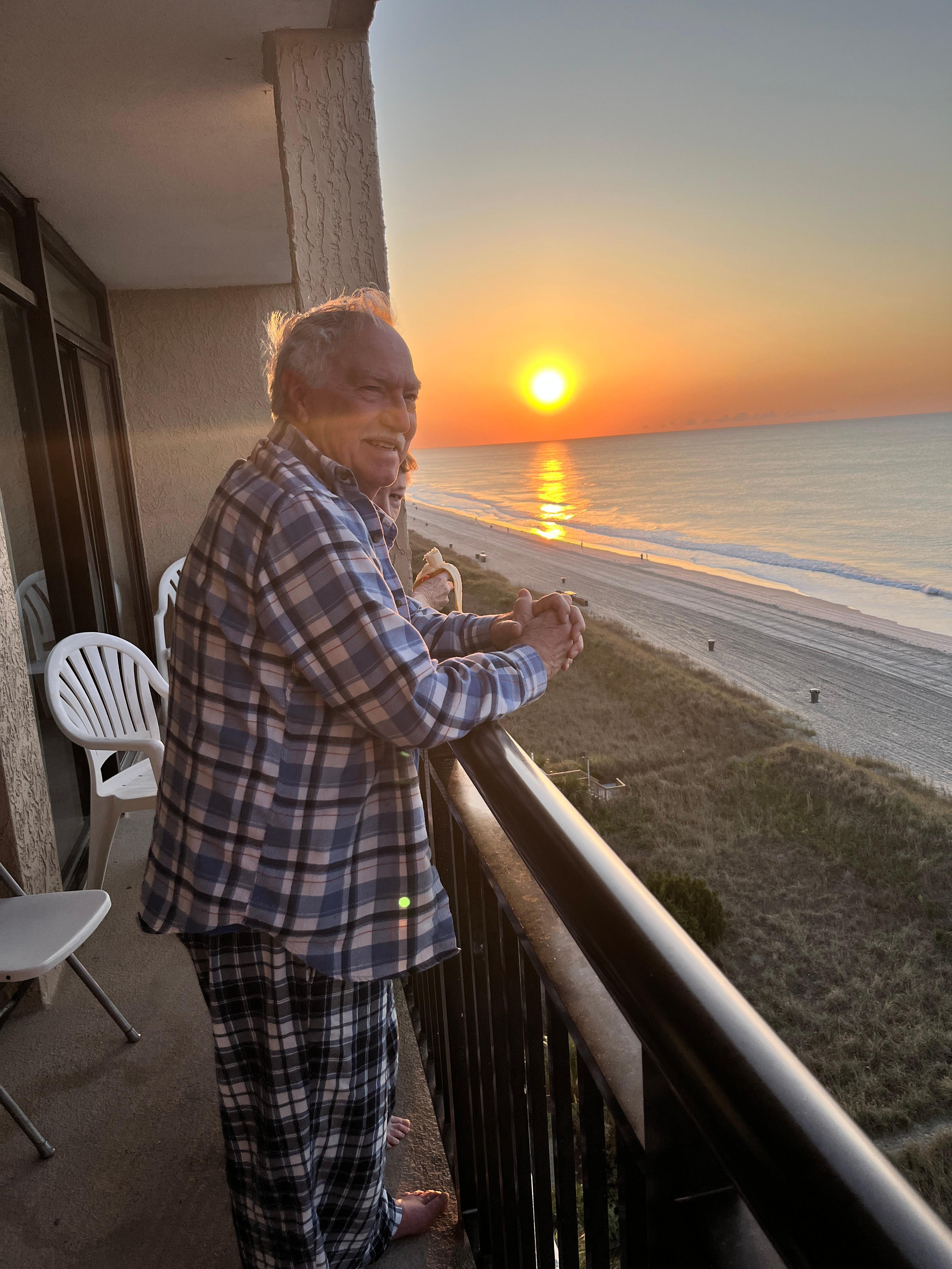 Grandpa watching sunrise.