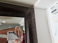 Toothpaste spit on mirror