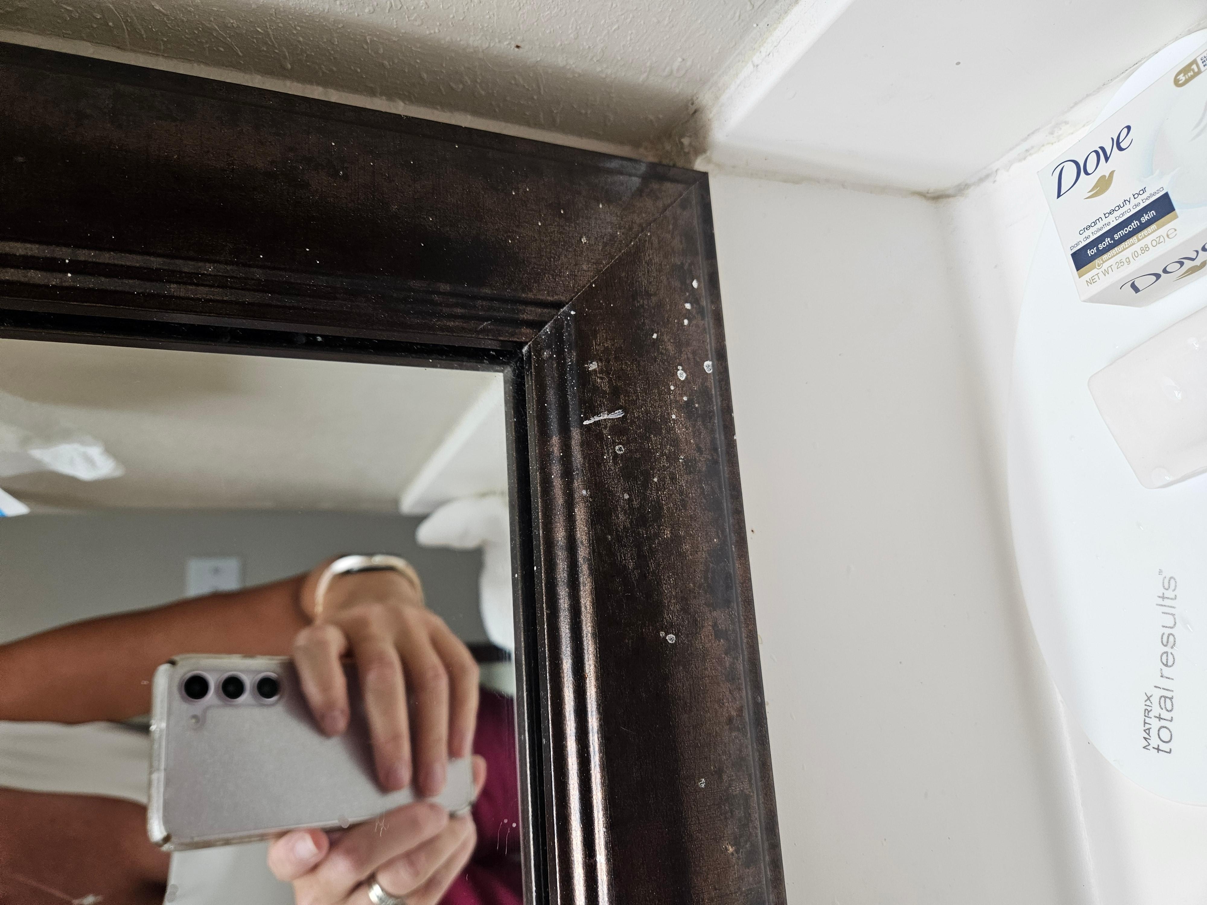 Toothpaste spit on mirror