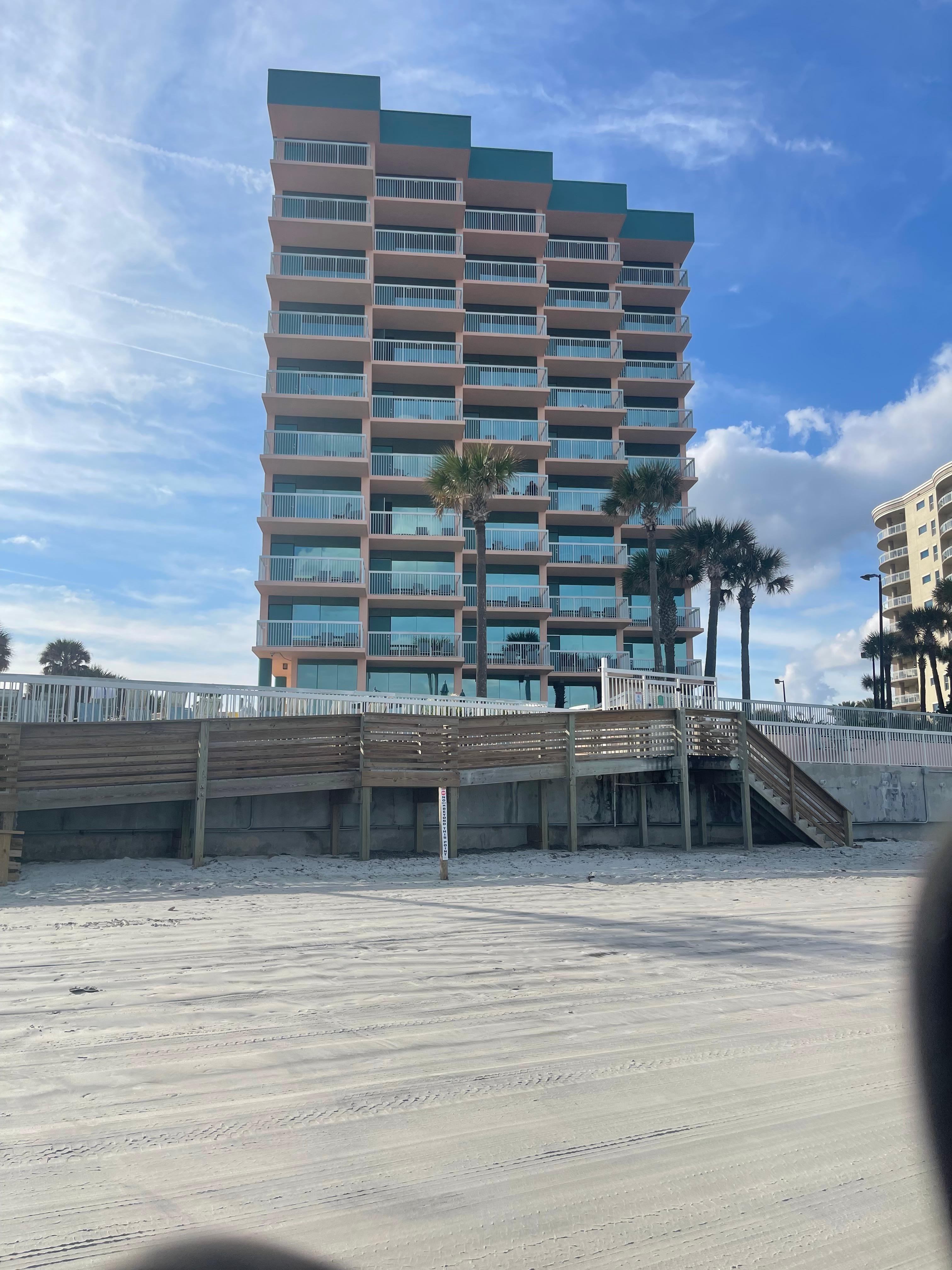 Looking at hotel from beach 