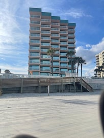 Looking at hotel from beach