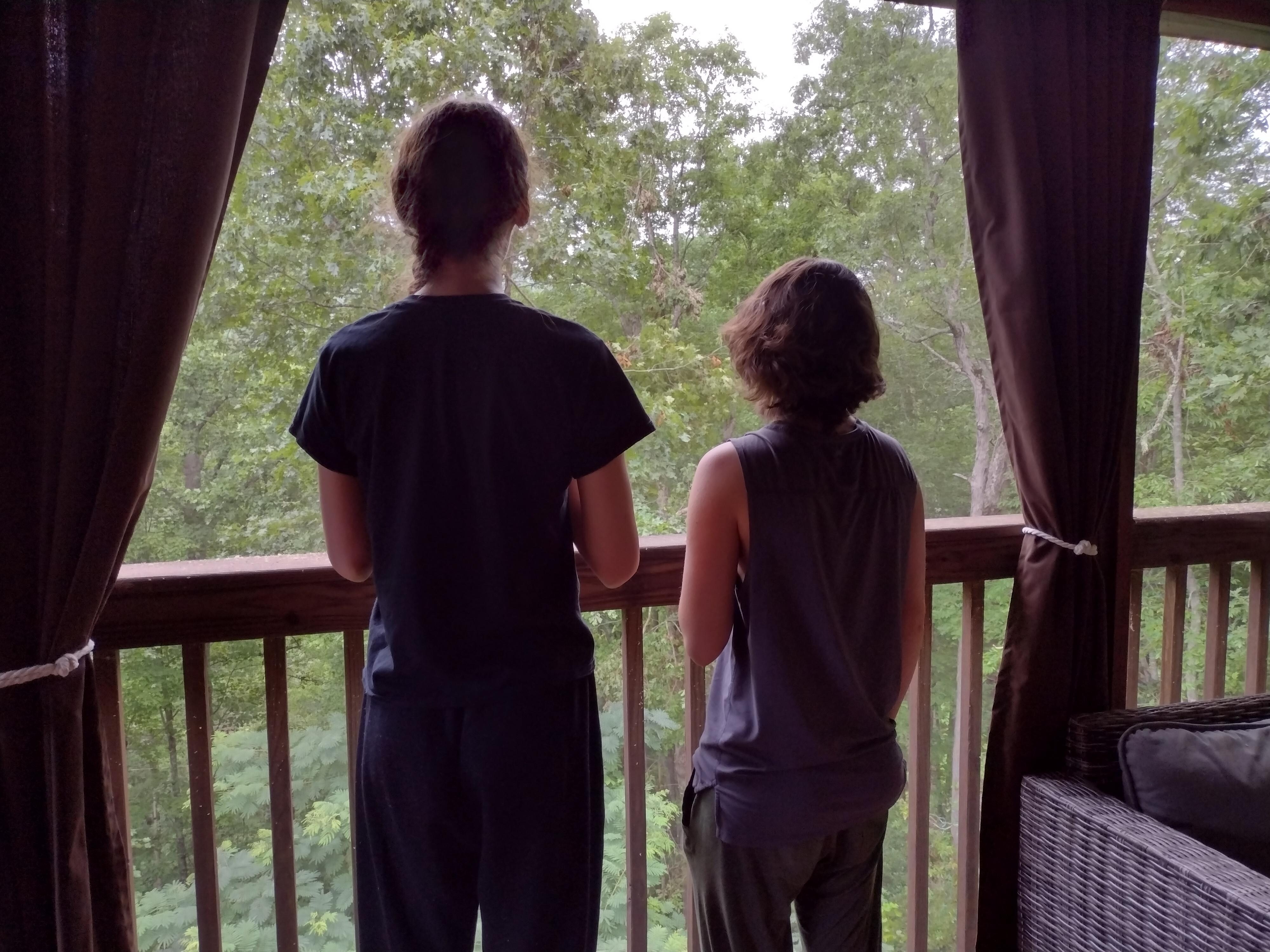Morning coffee on the screened in porch.