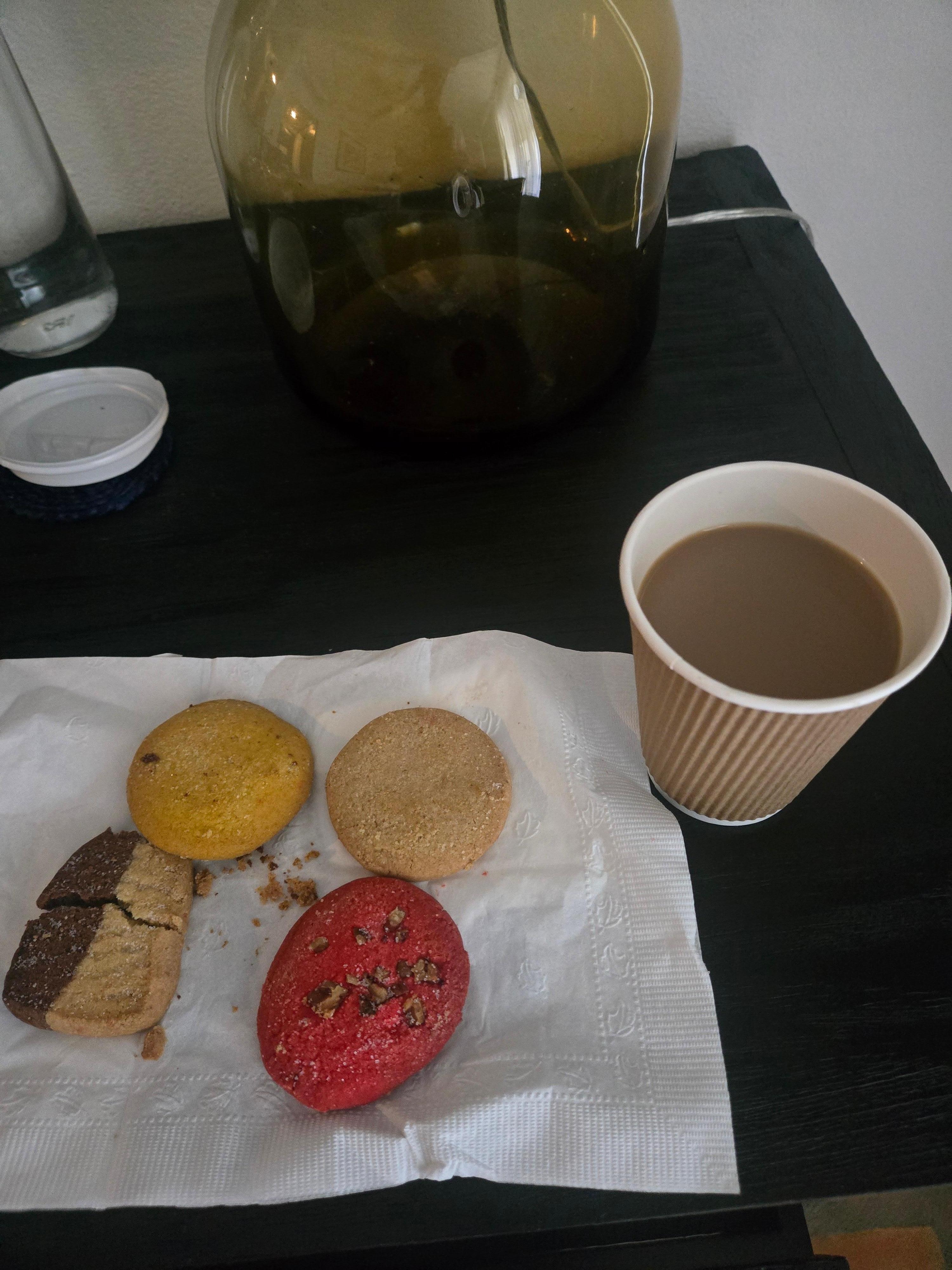 Coffee and cookies between 7 and 8am near check in desk 