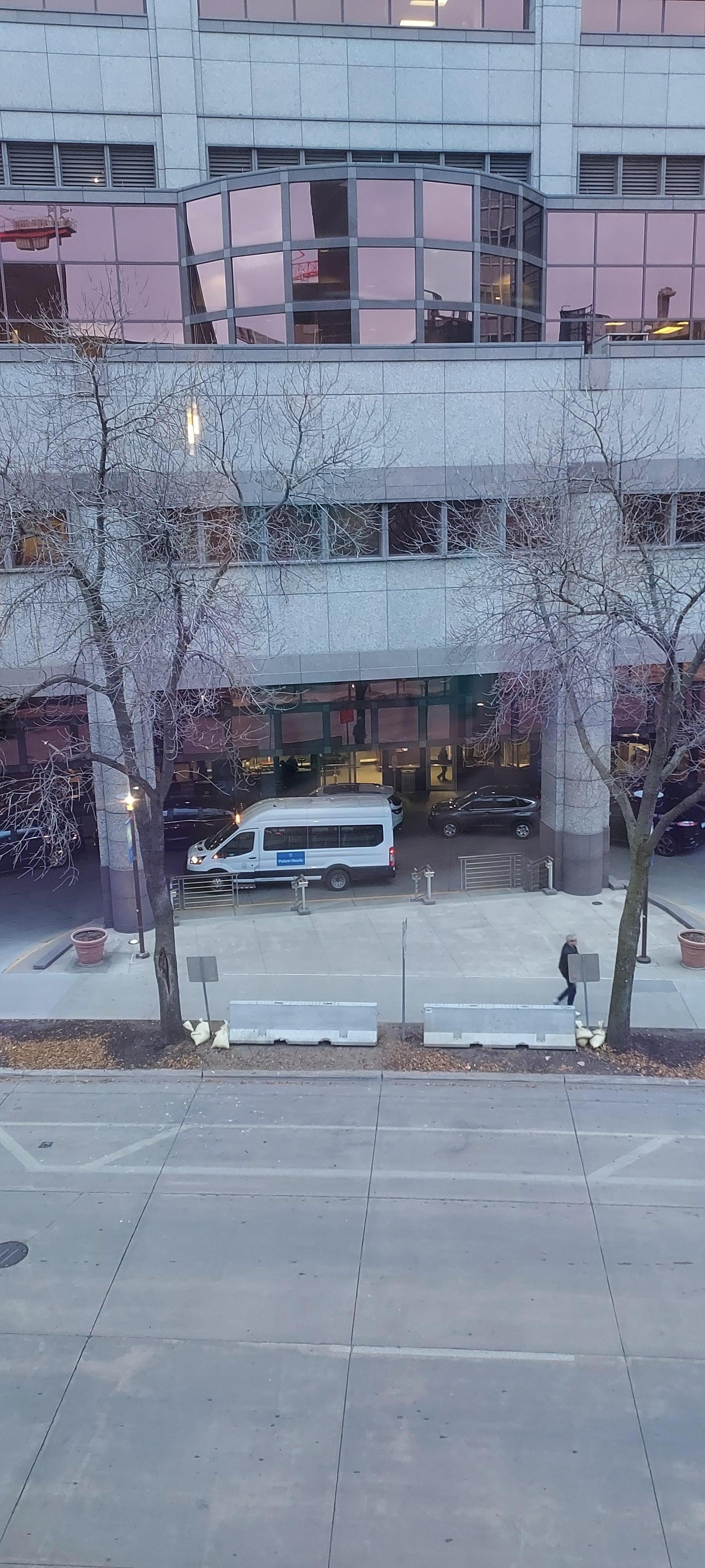Outside our room walk across to mayo clinic and shuttle's 
