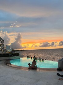 Infinity pool at sunset.