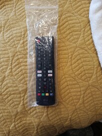 TV remote cleaned and sealed in a plastic bag