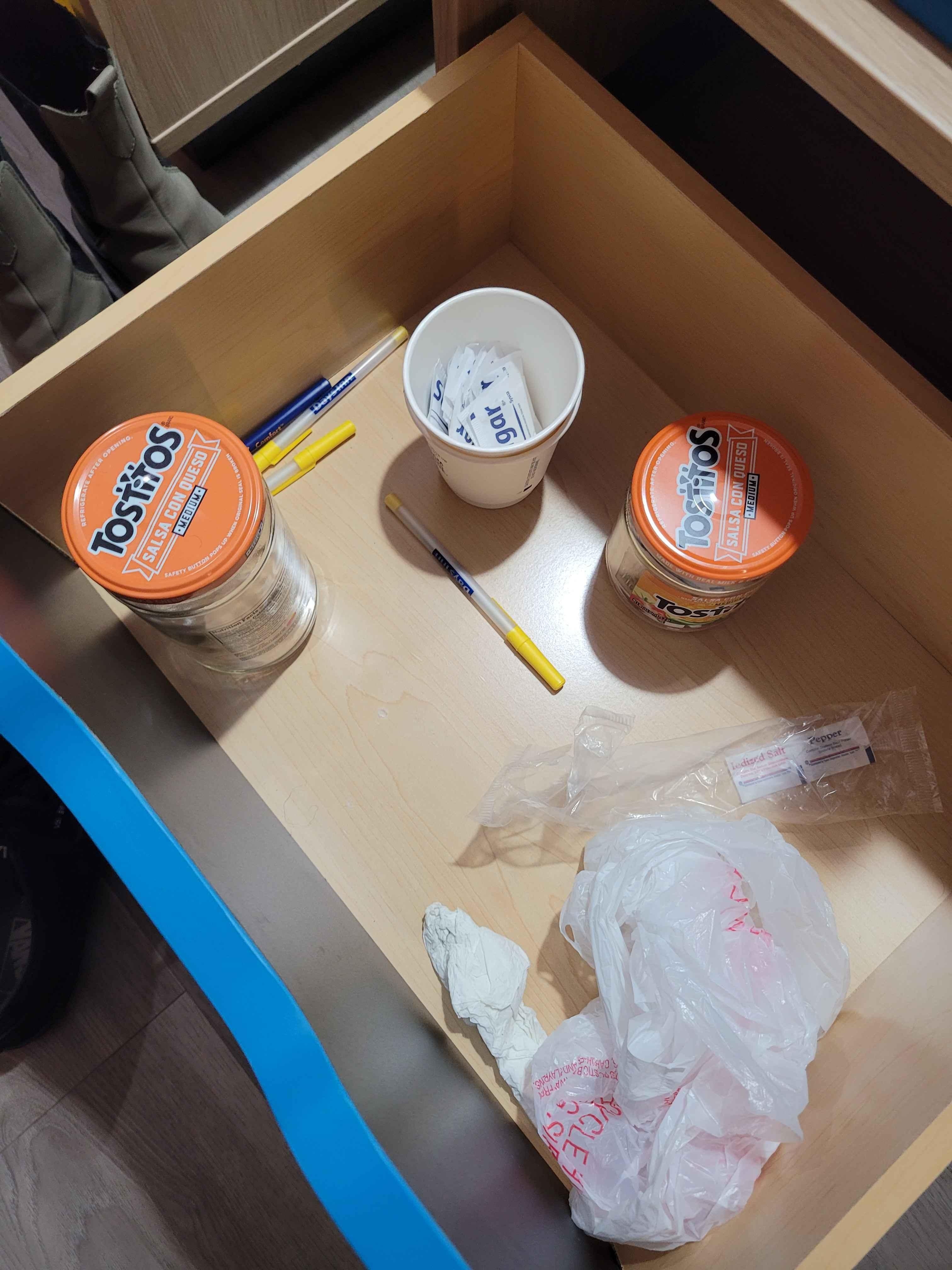 trash left in drawer from another stay.