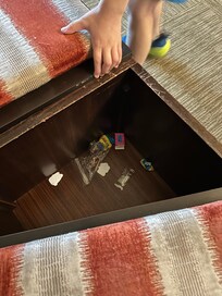 Candy trash in the ottoman.