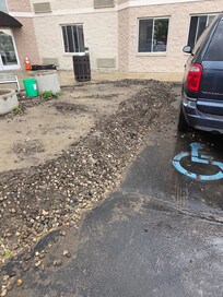 Rear handicap parking partially blocked