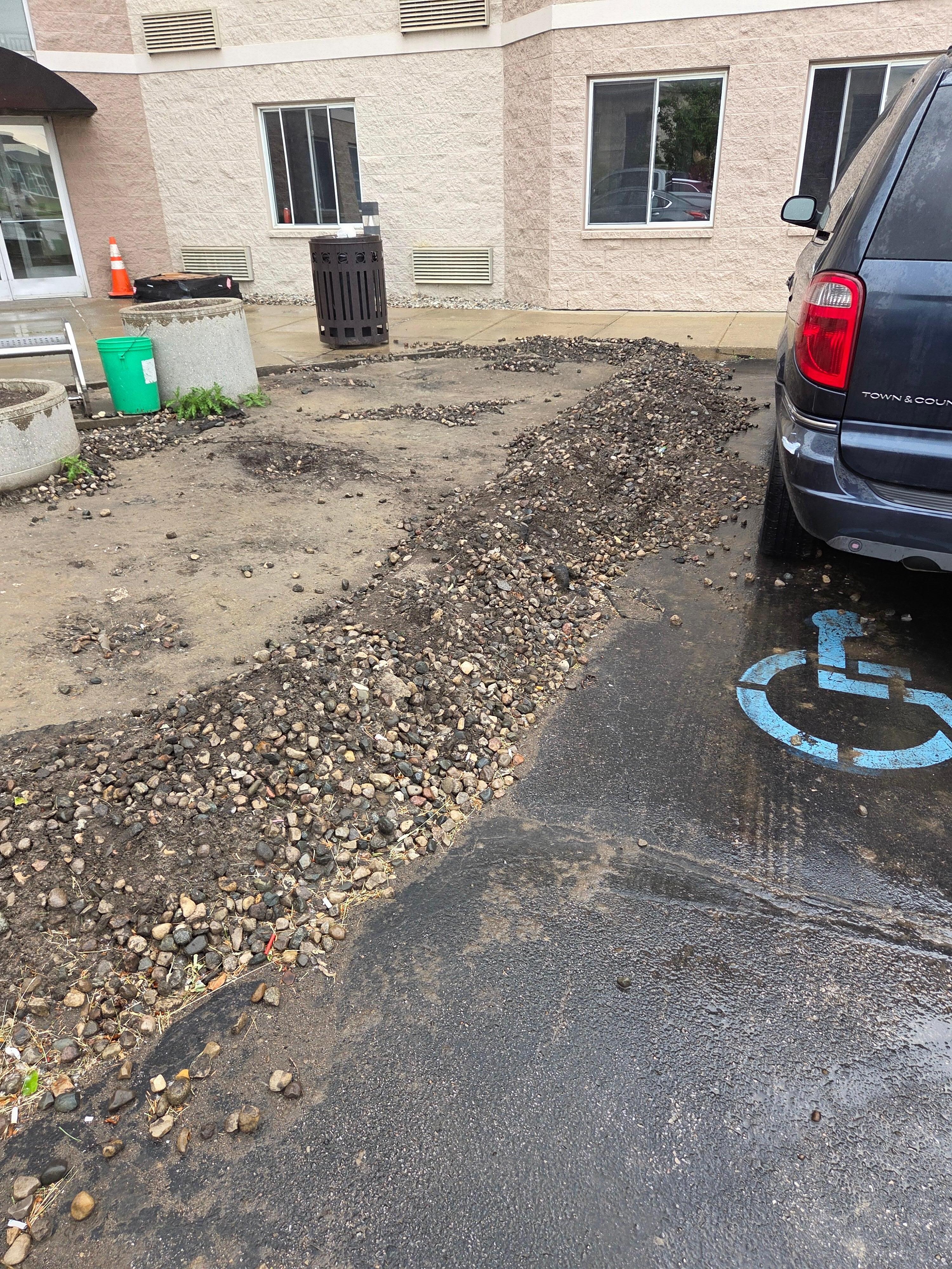 Rear handicap parking partially blocked
