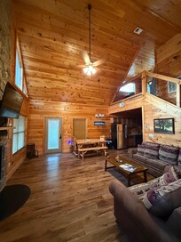 living room and kitchen area