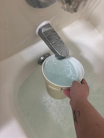 Had to fill the ice bucket with cold water to cool down the bath because the water was boiling hot or ice cold