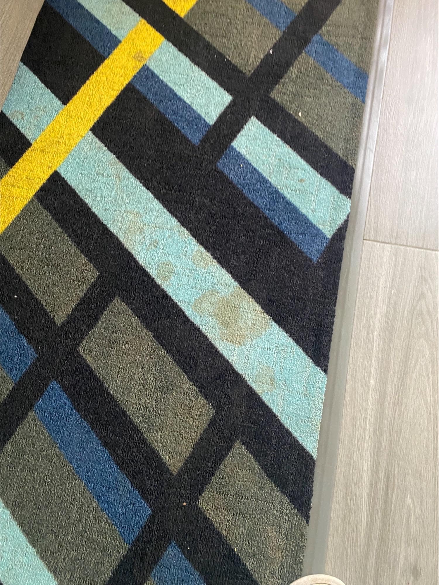 coffee and other stuff on the carpet floor was filthy
