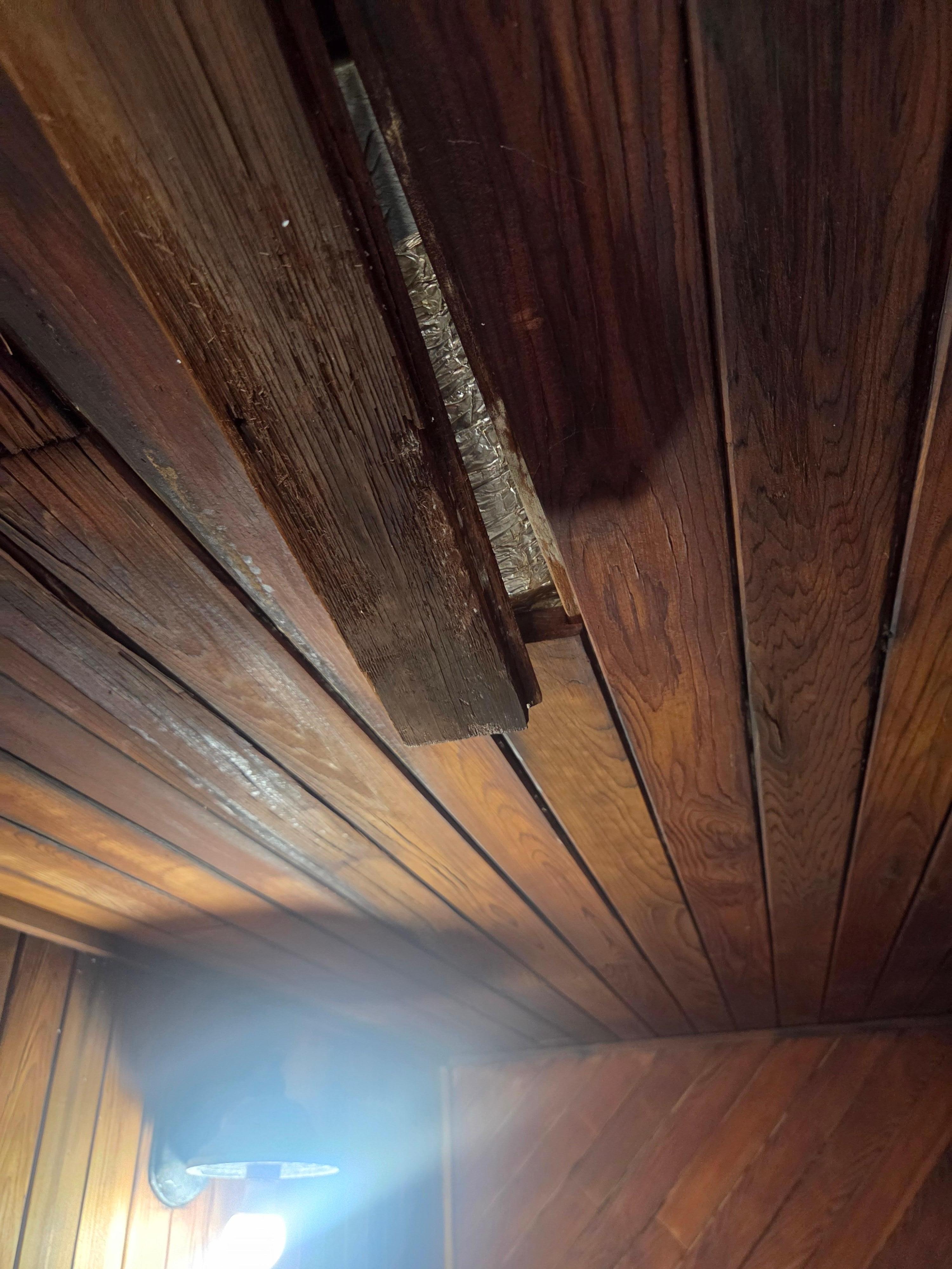 Falling in roof in sauna