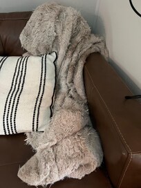 Stained, wadded up blanket