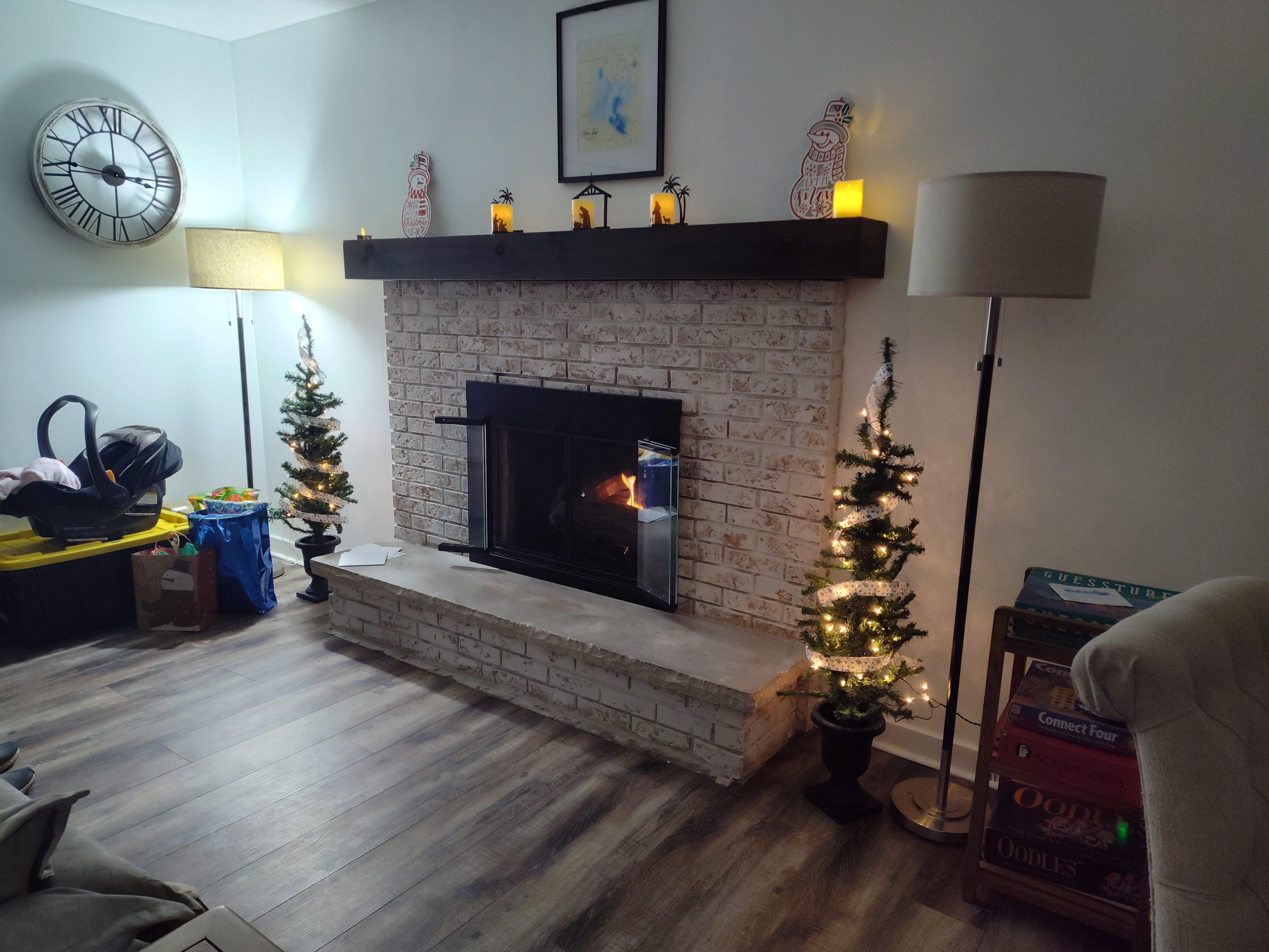 We added some Christmas lights to this cozy area.