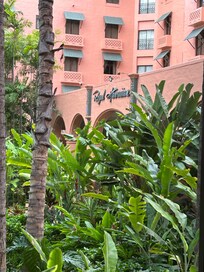 View from room. Iconic Royal Hawaiian sign.