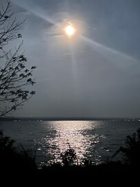The moon just glistened on the lake