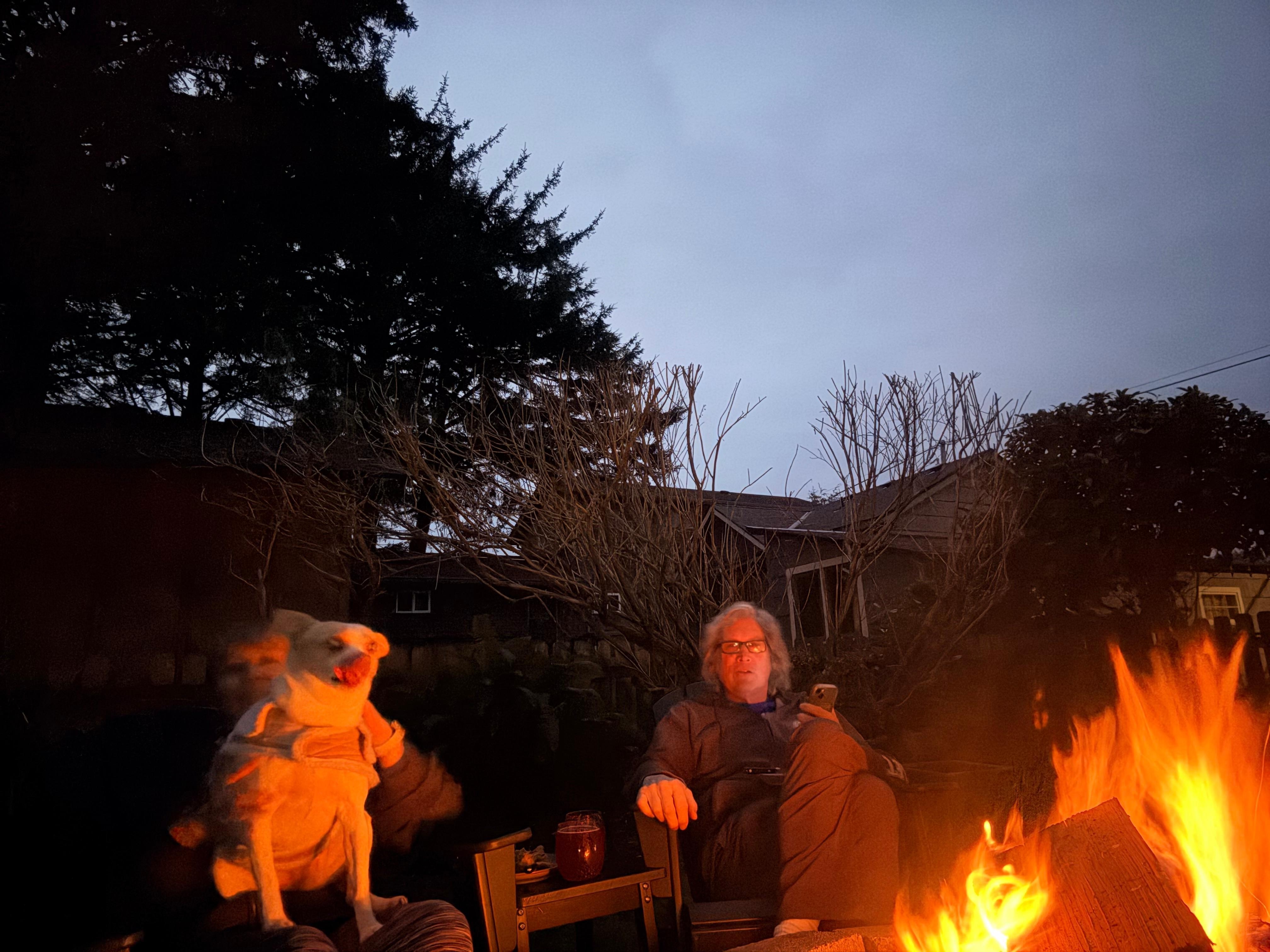 Nice fire pit in backyard. 