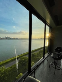 Beautiful view across from airport on hotel's top floor