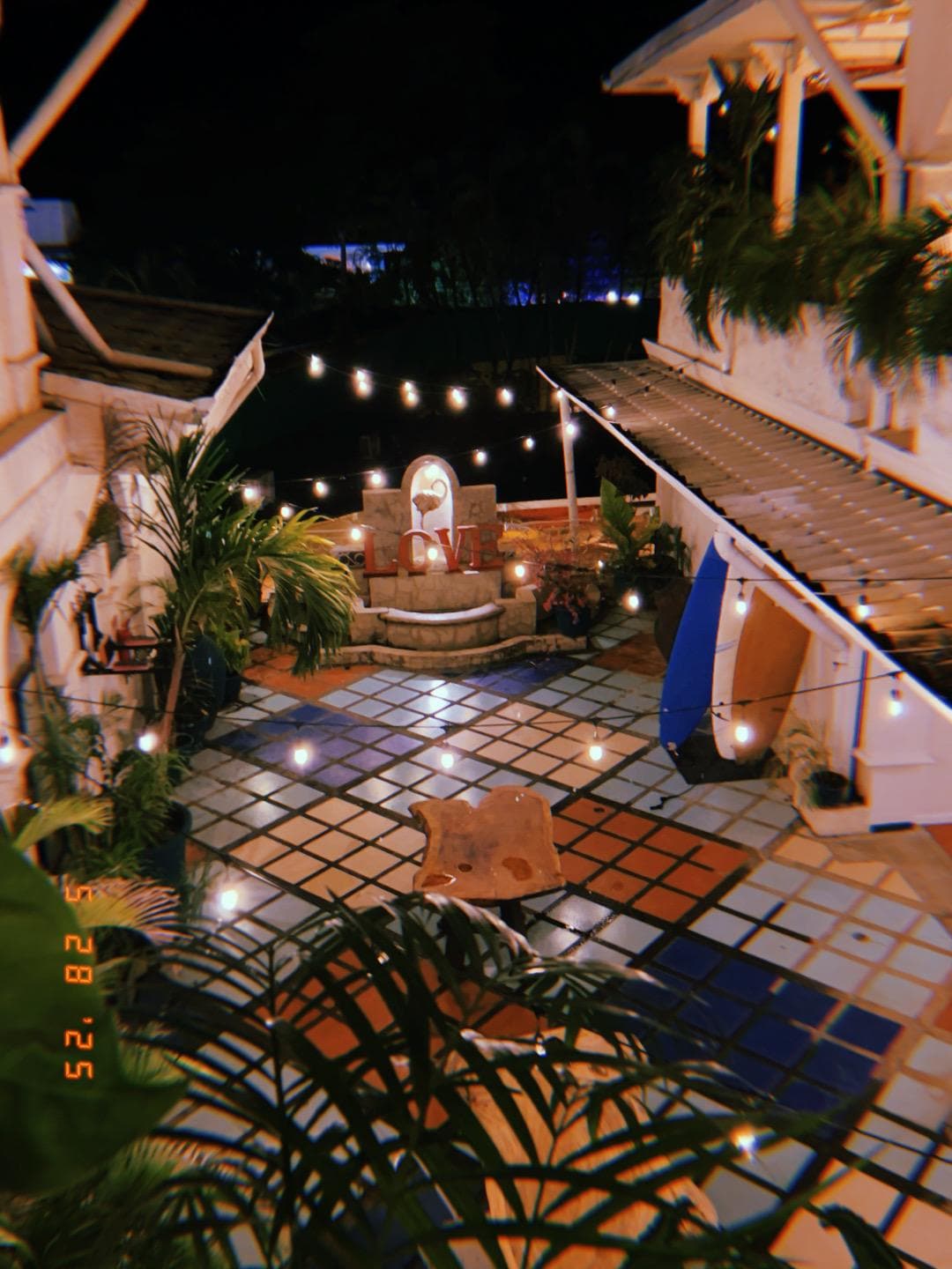 outdoor common area of hotel