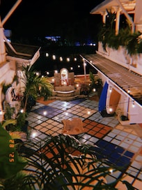 outdoor common area of hotel