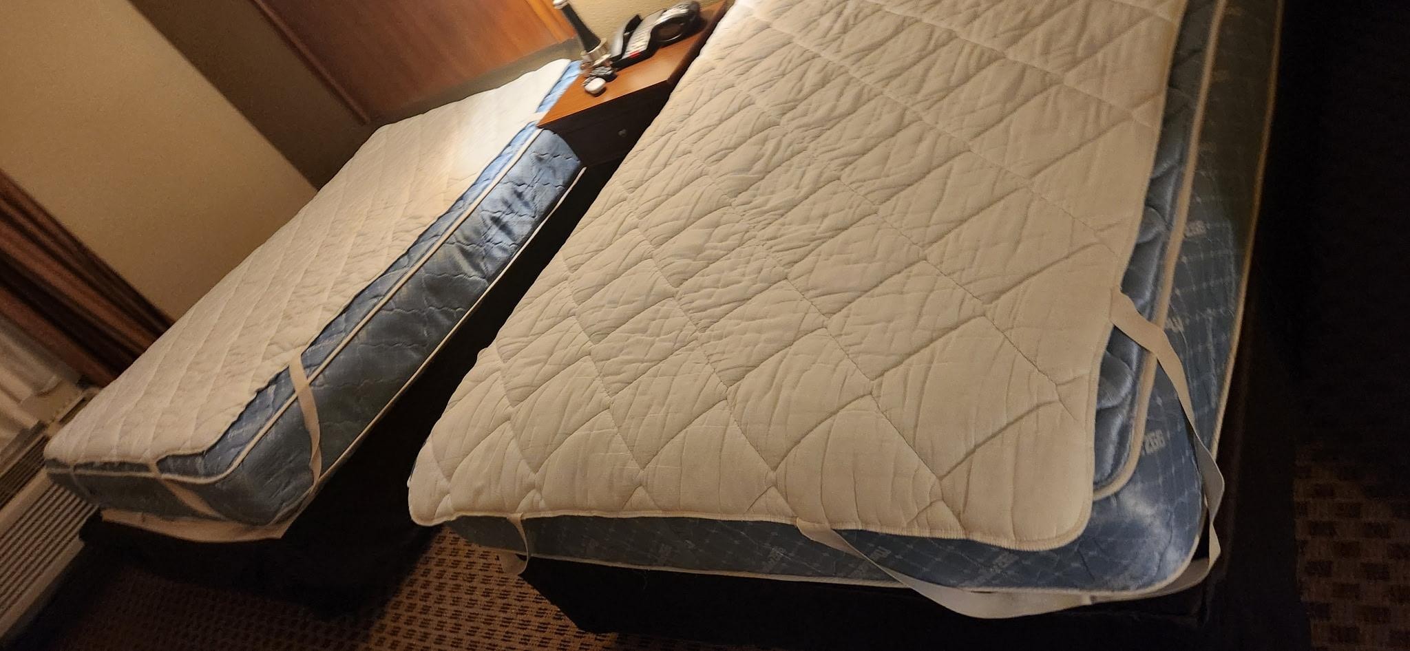 No sheets on our beds.